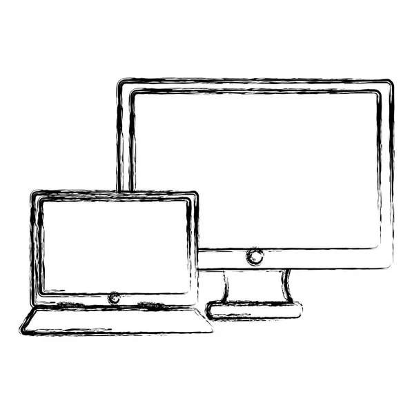 Computerdisplay und Laptop — Stockvektor