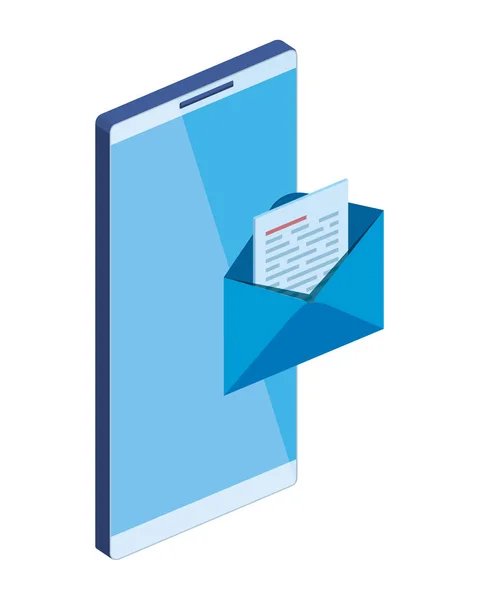 Appareil smartphone avec enveloppe mail — Image vectorielle