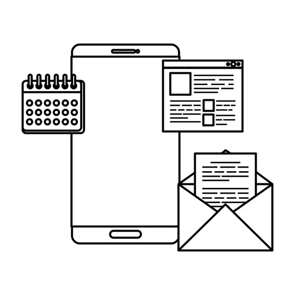 Smartphone con calnedar y email — Archivo Imágenes Vectoriales