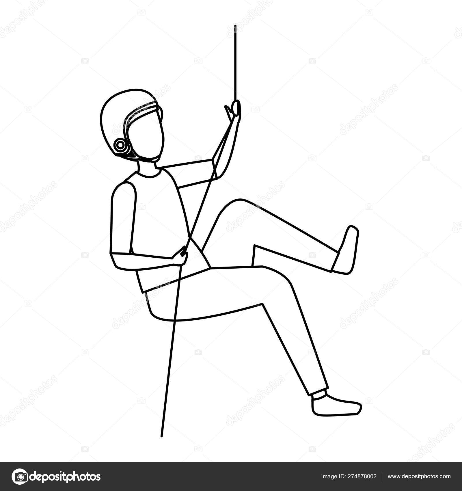 Man climbing with rope character Stock Vector by ©yupiramos 274878002