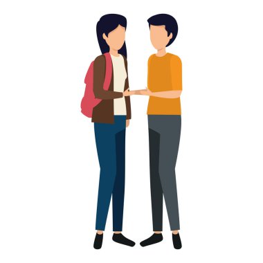 okul çantası ile mutlu genç çift