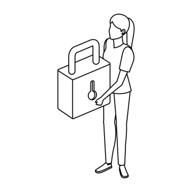 Kadın güvenli asma kilidi kaldırıyor