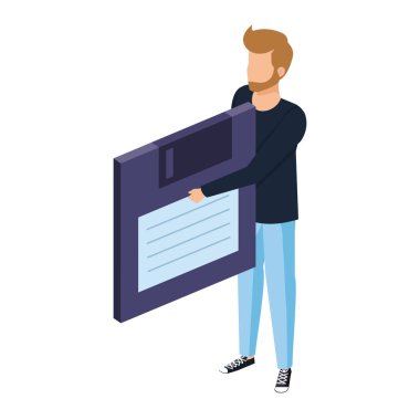 Genç adam disket veri deposunu kaldırıyor