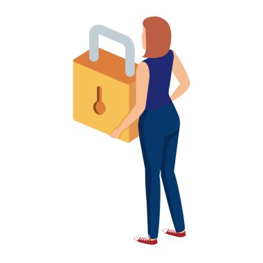 Kadın güvenli asma kilidi kaldırıyor