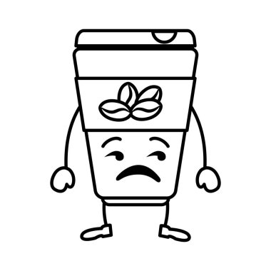 kahve kabı kawaii karakter vektör illüstrasyon