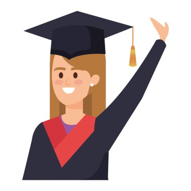 Genç bayan öğrenci kutlamayı bitirdi.