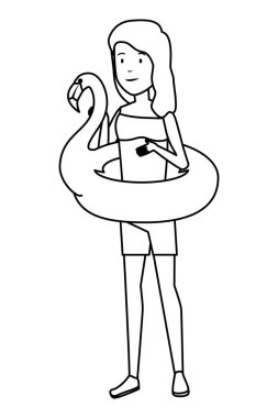 flaman şamandıra ile güzel kadın