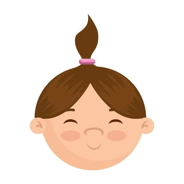 Karakter kepala bayi gadis kecil yang lucu - Stok Vektor