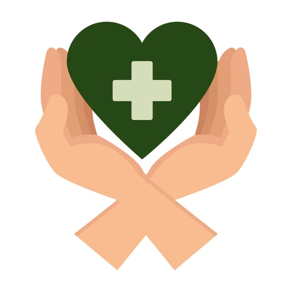 Mani proteggere il cuore medico con croce — Vettoriale Stock