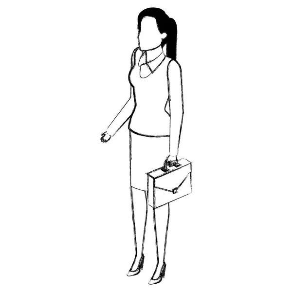 Mujer de negocios con carácter avatar cartera — Vector de stock