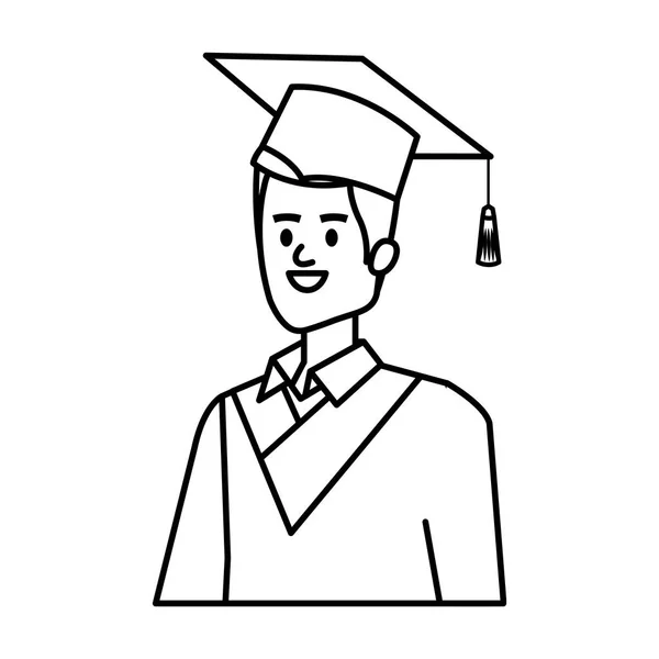 Joven estudiante graduado con sombrero — Vector de stock