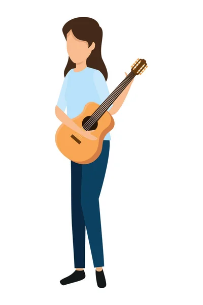 Fiatal nő gitározik eszköz — Stock Vector