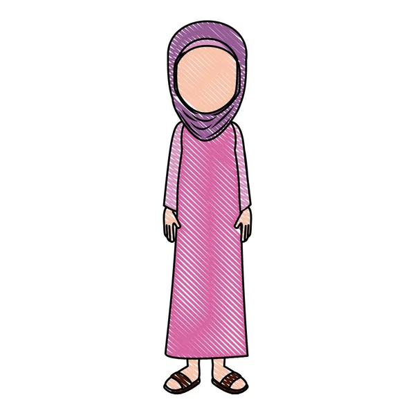 Karakter avatar wanita Muslim - Stok Vektor