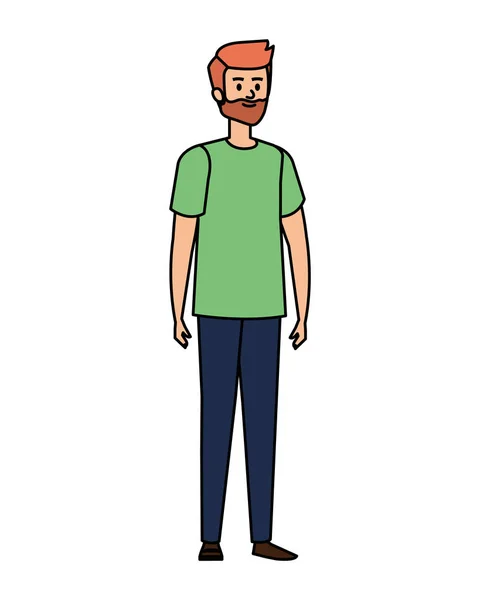 Jeune homme avec barbe avatar personnage — Image vectorielle