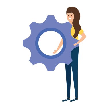 Genç kadın dişli kaldırma makinesi ayarları