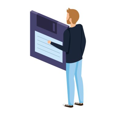 Genç adam disket veri deposunu kaldırıyor