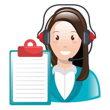 kulaklık ve kontrol listesi ile çağrı merkezi kadın