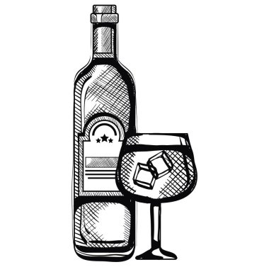 fincan ile şarap şişesi