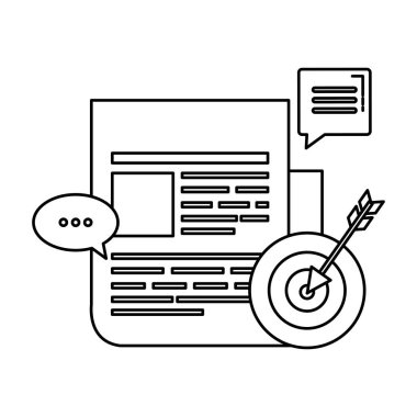 konuşma kabarcıkları ve hedef ile kağıt belge