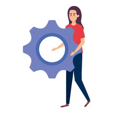 Genç kadın dişli kaldırma makinesi ayarları