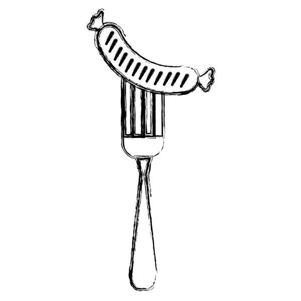 Läcker korv i gaffel — Stock vektor