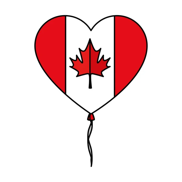 Balloon helium with canadian flag and heart shape — Stock Vector