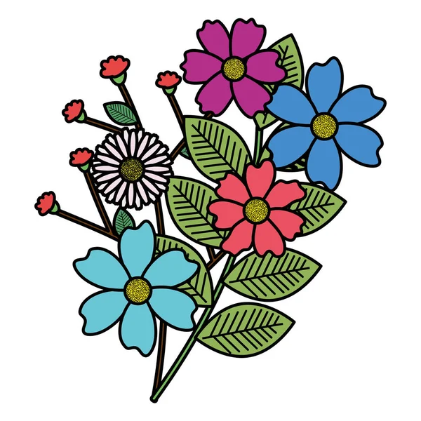 Цветы и листья садовые декоративные — стоковый вектор