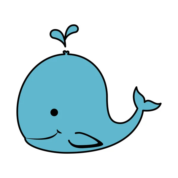 Simpatica icona personaggio balena — Vettoriale Stock