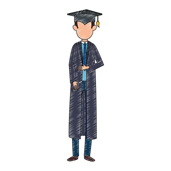 Estudante graduado caráter avatar — Vetor de Stock