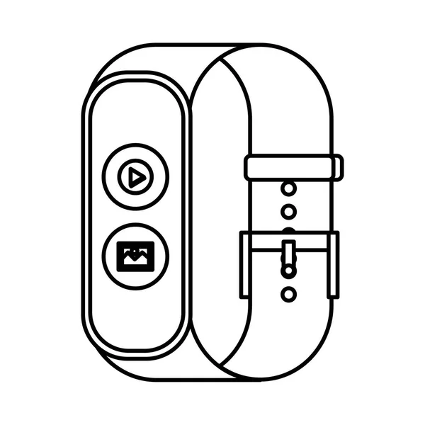 Media player düğmesi ve resim dosyası ile akıllı saat — Stok Vektör