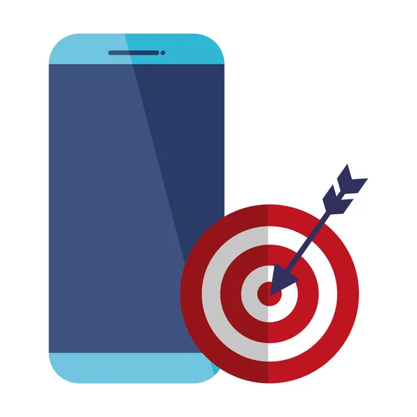 Smartphone with target arrow success — Stock Vector