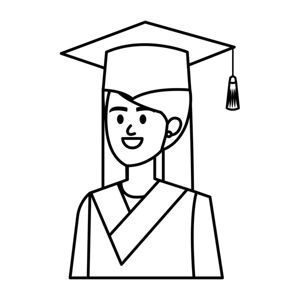 Young woman student graduated character — Stock Vector
