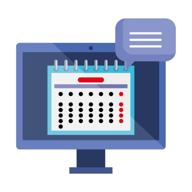 takvim tarihi hatırlatma ve konuşma balonu ile bilgisayar