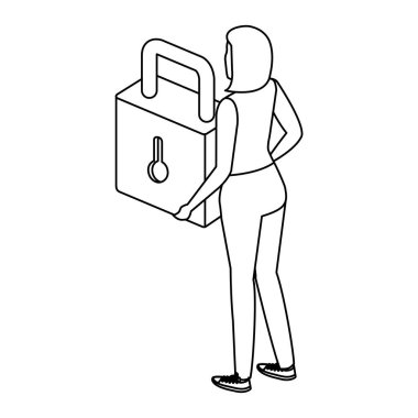 Kadın güvenli asma kilidi kaldırıyor