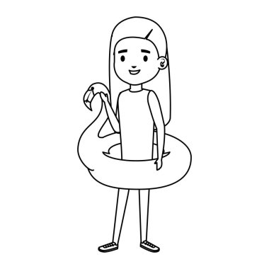 flaman şamandıra ile sevimli küçük kız bayan