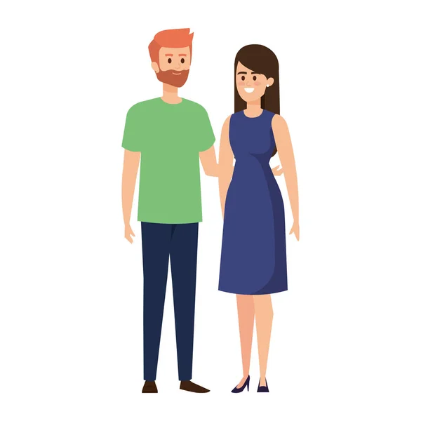 Jeune couple amoureux avatars personnages — Image vectorielle