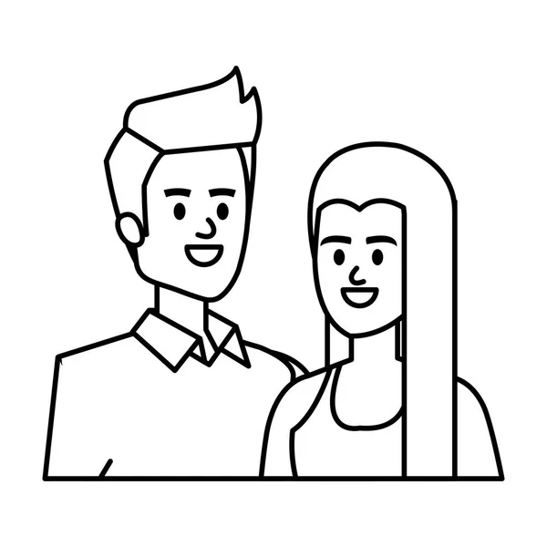 Negocio pareja avatares caracteres vector ilustración — Archivo Imágenes Vectoriales