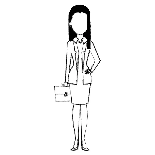 Beautiful businesswoman with portfolio avatar character — Stock Vector