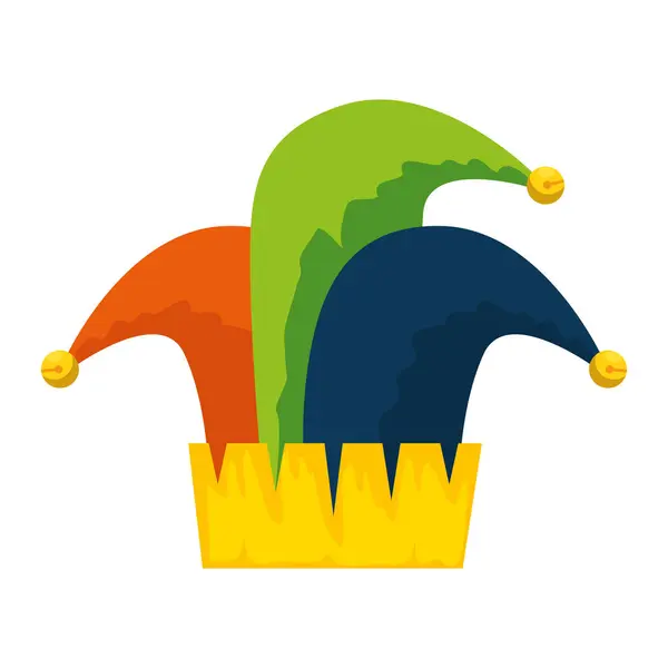 Jester hoed carnaval pictogram vector illustratie — Stockvector