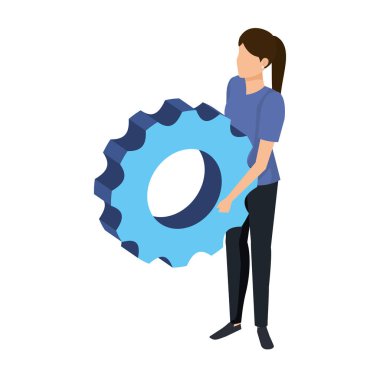 Genç kadın dişli kaldırma makinesi ayarları