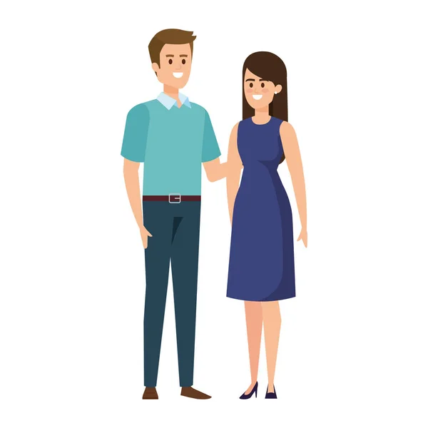 Couple d'affaires avatars personnages illustration vectorielle — Image vectorielle