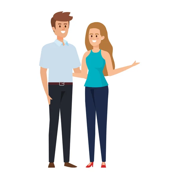 Couple d'affaires avatars personnages illustration vectorielle — Image vectorielle