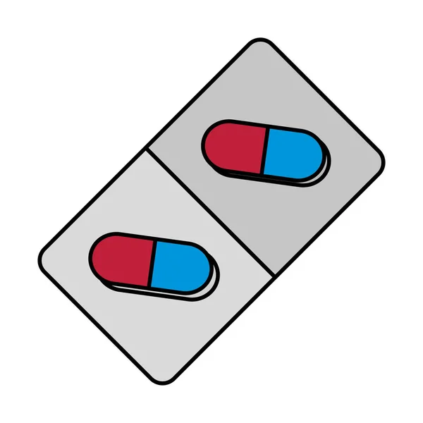 Capsules drugs medial isolated icon — Stock Vector