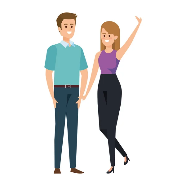Couple d'affaires avatars personnages illustration vectorielle — Image vectorielle