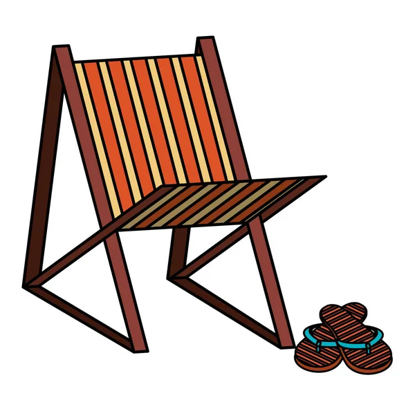 Chaise de plage avec tongs — Image vectorielle