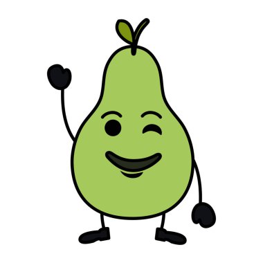 armut taze meyve kawaii karakter