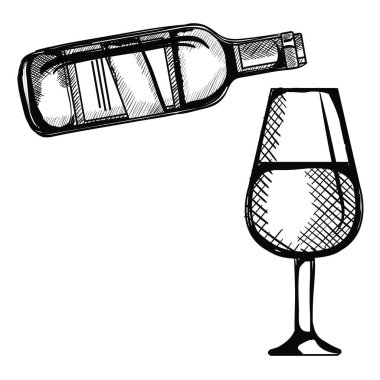 fincan ile şarap şişesi