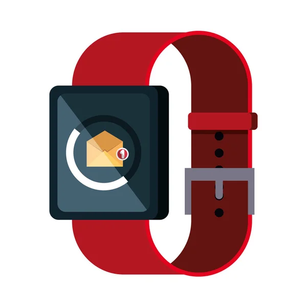 Smartwatch con ilustración de vectores de correo electrónico sobre — Vector de stock