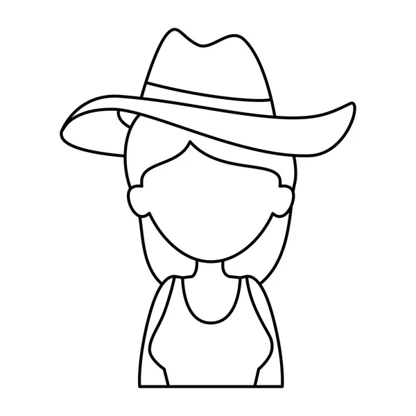 Belle femme avec maillot de bain et chapeau d'été — Image vectorielle