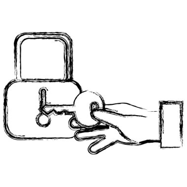 güvenli asma kilit ve anahtar ile el